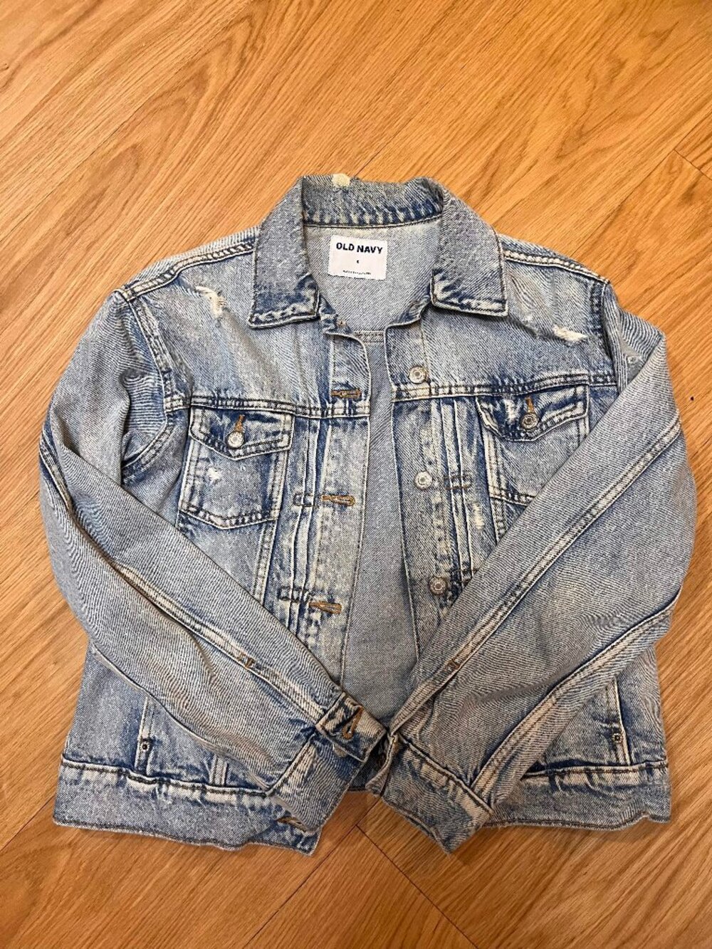Old Navy Distressed Light Wash Denim Jean Jacket